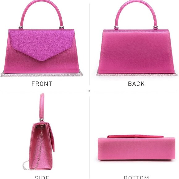 Women's Evening Bag Party Clutches Wedding Purses Cocktail Prom Handbags with Fr - Picture 3 of 5